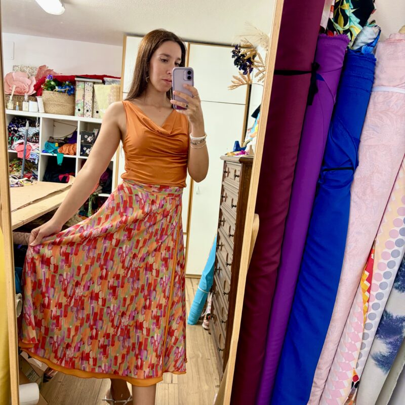 Gonna Isabel tango reversibile fantasia e arancio